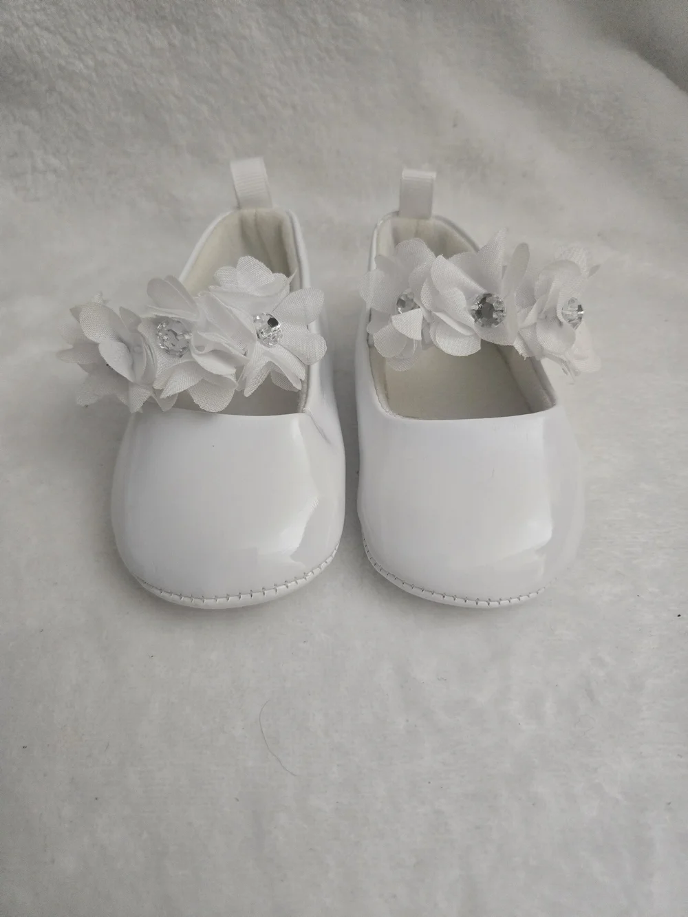 Stepping Stones Baby Girl  White Floral Toddler Mary Jane Shoes Size 2
